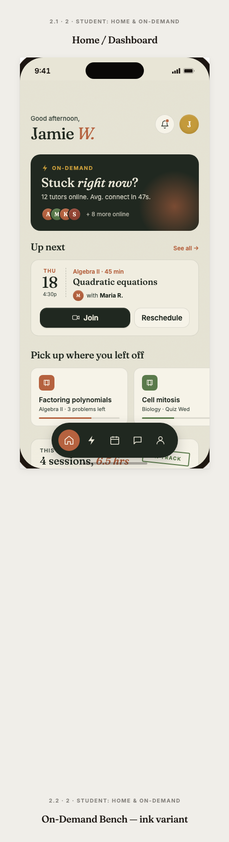 Tutorly parent dashboard